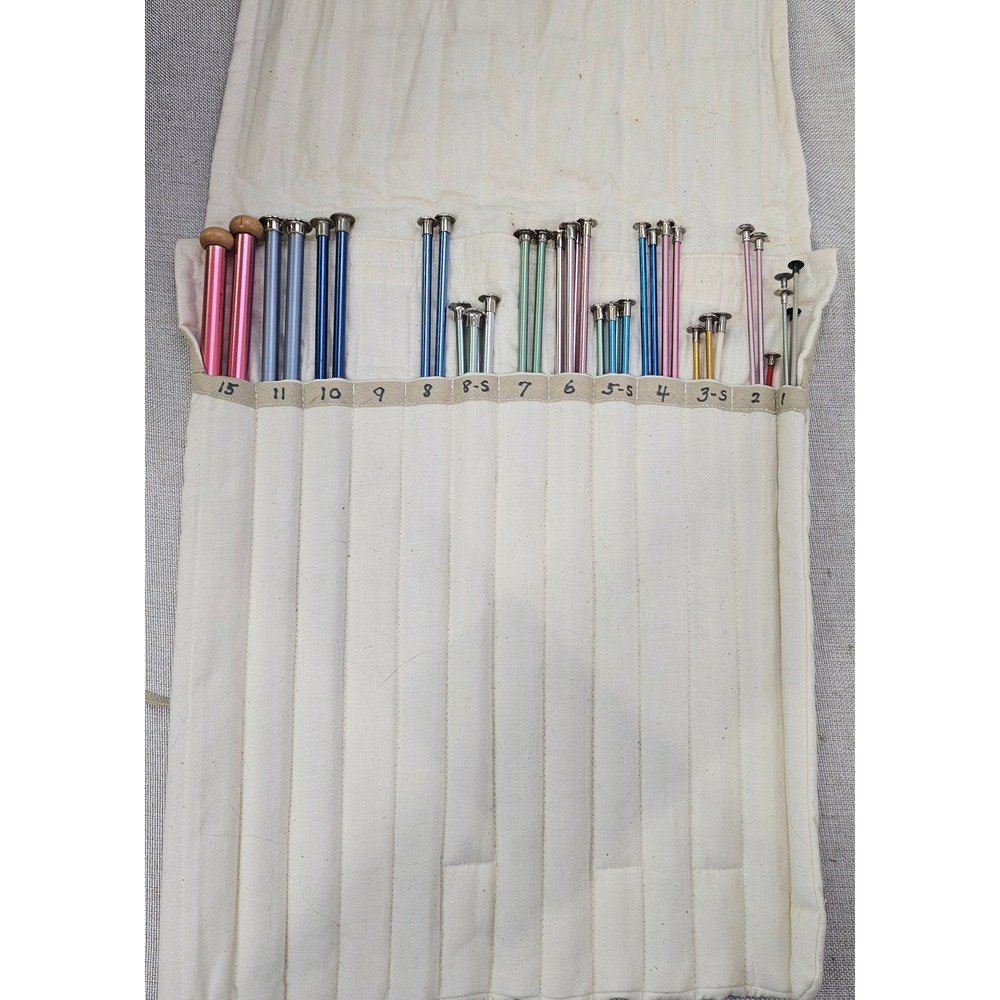 Boye Bates Knitting Needles Set Mixed Sizes 1-15 Aluminum Vintage Case USA Craft